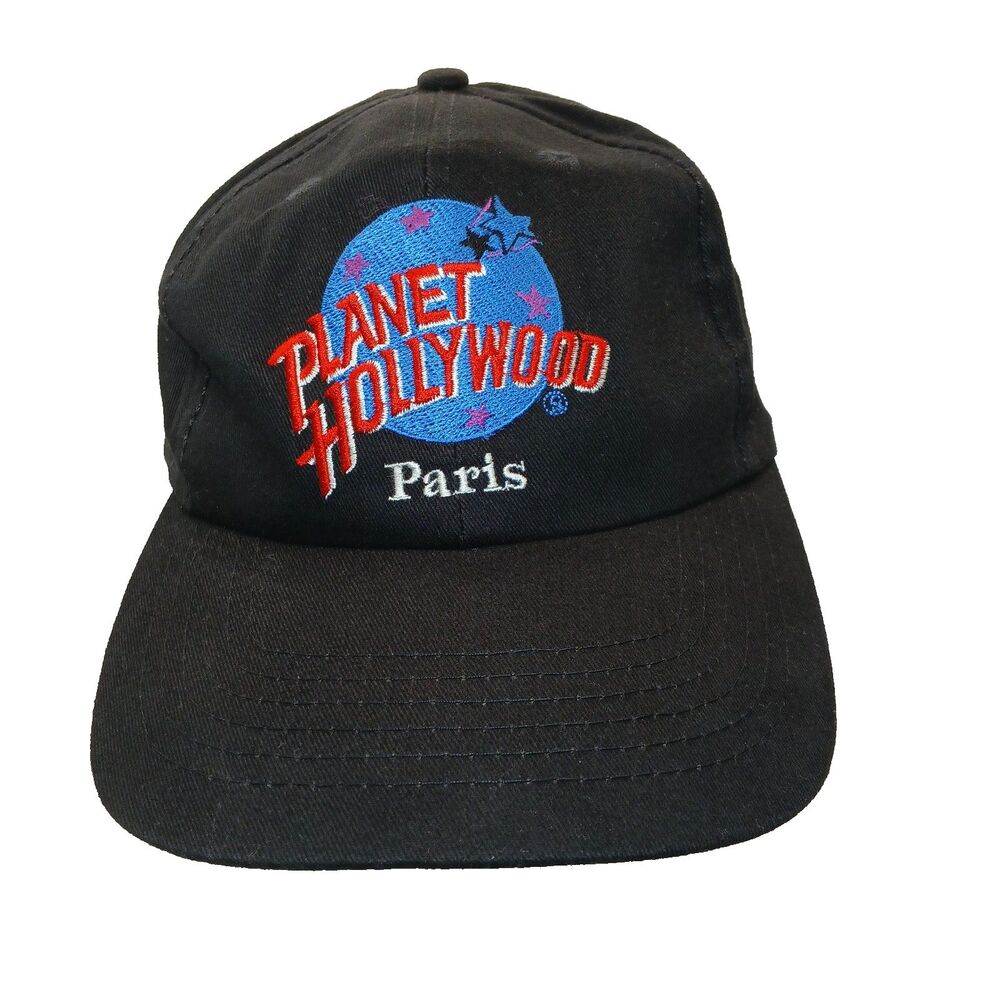 Vintage Planet Hollywood Paris Hat Cap Black Embroidered Snapback 1995 Taiwan